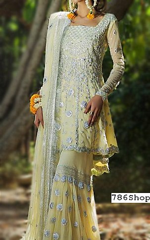 Cream Chiffon Suit | Pakistani Party Wear Dresses USA- Image 1