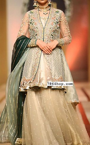  Sea Green Chiffon Suit | Pakistani Party Wear Dresses- Image 1