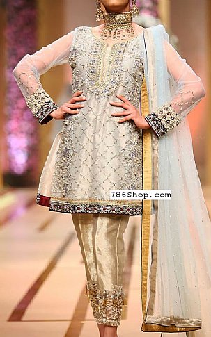  Golden Chiffon Suit | Pakistani Party Wear Dresses- Image 1