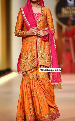  Orange Chiffon Suit | Pakistani Party Wear Dresses- Image 1