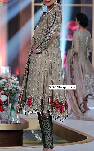  Beige Chiffon Suit | Pakistani Party Wear Dresses- Image 2