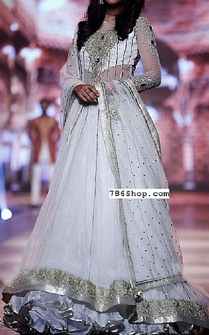  White Chiffon Suit | Pakistani Party Wear Dresses- Image 1