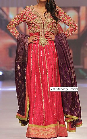  Crimson Chiffon Suit | Pakistani Party Wear Dresses USA- Image 1