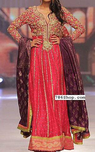  Crimson Chiffon Suit | Pakistani Party Wear Dresses- Image 1