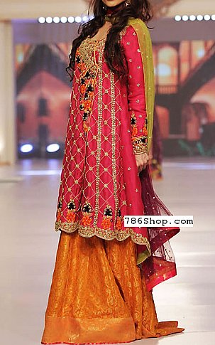  Crimson Chiffon Suit | Pakistani Party Wear Dresses- Image 1