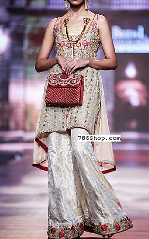  Ivory Chiffon Suit | Pakistani Party Wear Dresses- Image 1