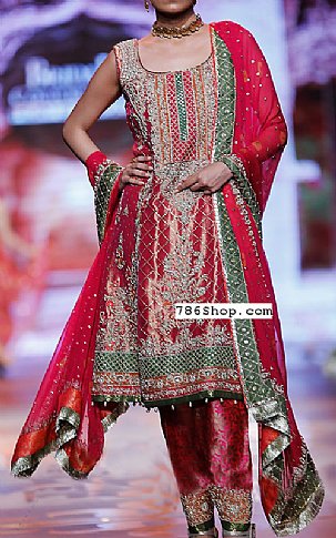  Magenta Silk Suit | Pakistani Party Wear Dresses- Image 1