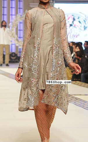  Fawn/Rust Chiffon Suit | Pakistani Party Wear Dresses- Image 1