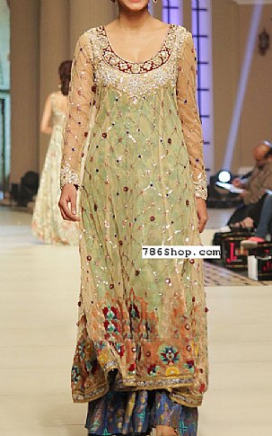  Light Green Chiffon Suit | Pakistani Party Wear Dresses- Image 1