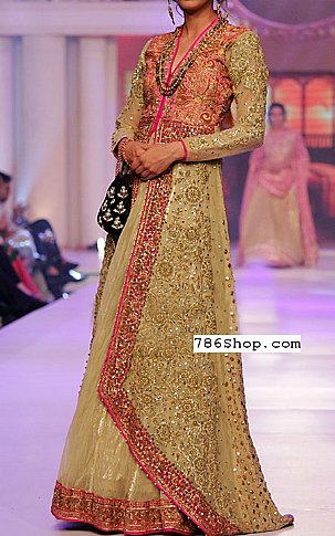  Golden Chiffon Suit | Pakistani Party Wear Dresses USA- Image 1