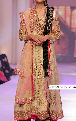  Ivory Chiffon Jamawar Suit | Pakistani Party Wear Dresses- Image 1