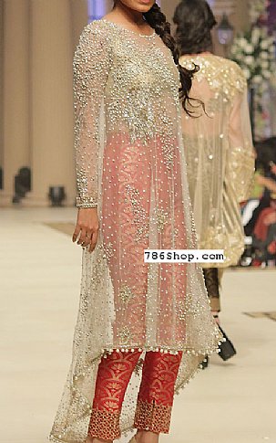  Off-white Chiffon Suit | Pakistani Party Wear Dresses- Image 1