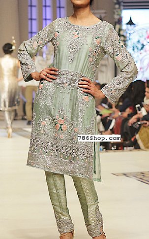  Pistachio Silk Suit | Pakistani Party Wear Dresses USA- Image 1