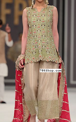  Light Green Chiffon Suit | Pakistani Party Wear Dresses- Image 1