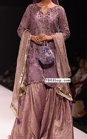  Purple Chiffon Suit | Pakistani Party Wear Dresses- Image 1