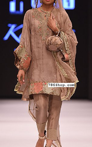  Rose Gold Chiffon Suit | Pakistani Party Wear Dresses- Image 1