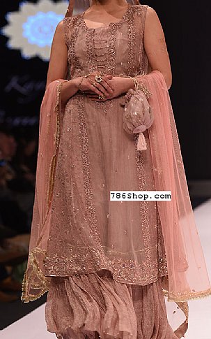  Rose Gold Chiffon Suit | Pakistani Party Wear Dresses- Image 1