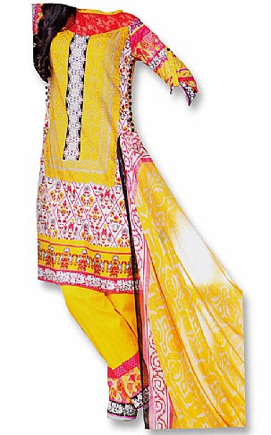  Yellow Cotton Lawn Suit | Pakistani Dresses in USA- Image 1