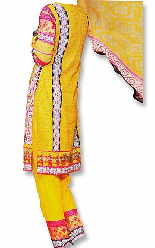  Yellow Cotton Lawn Suit | Pakistani Dresses in USA- Image 2