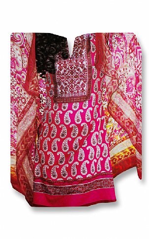  Hot Pink Cotton Lawn Suit | Pakistani Dresses in USA- Image 1