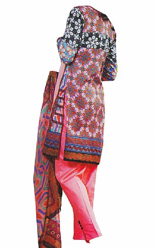  Pink/Blue Cotton Lawn Suit | Pakistani Dresses in USA- Image 2