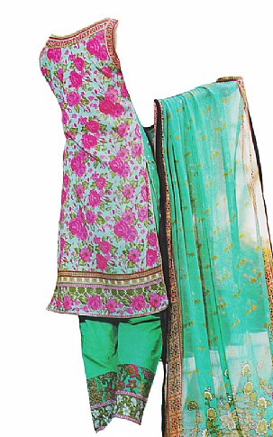  Sea Green Cotton Lawn Suit | Pakistani Dresses in USA- Image 1