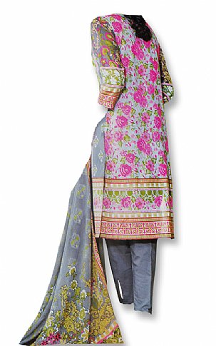  Grey/Green Cotton Lawn Suit | Pakistani Dresses in USA- Image 1