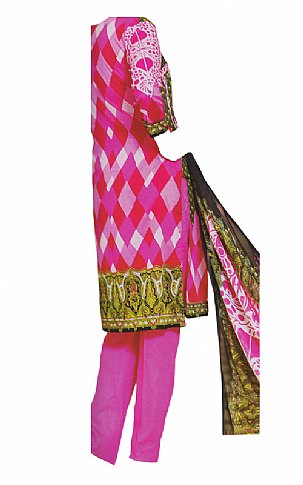  Hot Pink/White Cotton Lawn Suit | Pakistani Dresses in USA- Image 2