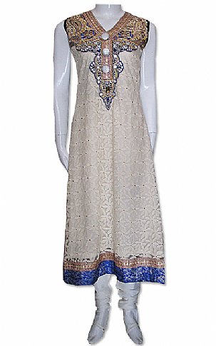 Jhilmil. Off-white/Blue Chiffon Suit | Pakistani Dresses in USA- Image 1