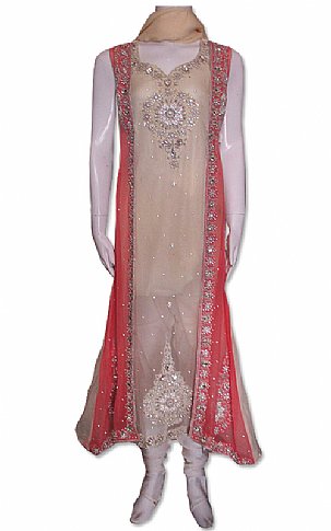 Jhilmil. Beige/Pink Chiffon Suit | Pakistani Dresses in USA- Image 1