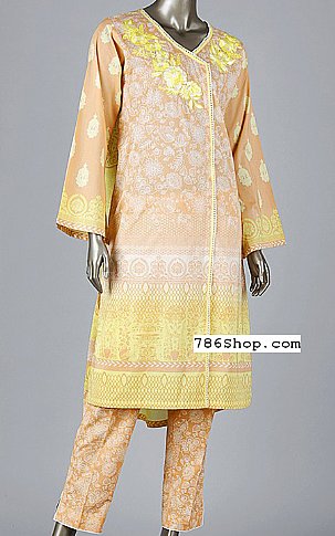 Junaid Jamshed Peach Lawn Suit. (2 Pcs) | Pakistani Dresses in USA- Image 1