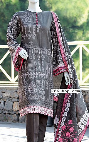 Junaid Jamshed Dark Beige Lawn Suit. | Pakistani Dresses in USA- Image 1