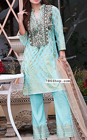 Kalyan Eid Collection. Turquoise Lawn Suit | Pakistani Dresses in USA- Image 1