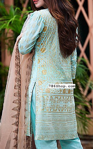 Kalyan Eid Collection. Turquoise Lawn Suit | Pakistani Dresses in USA- Image 2
