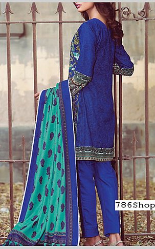 Kalyan. Navy Blue Khaddar Suit | Pakistani Dresses in USA- Image 2