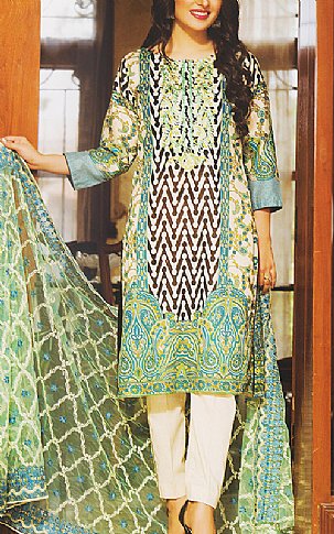 Kalyan by ZS Textile. Off-white/Sea Green Lawn Suit | Pakistani Dresses in USA- Image 1