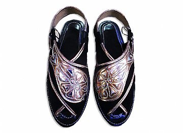 Ladies Chappal- Black/Golden | 786Shop.com