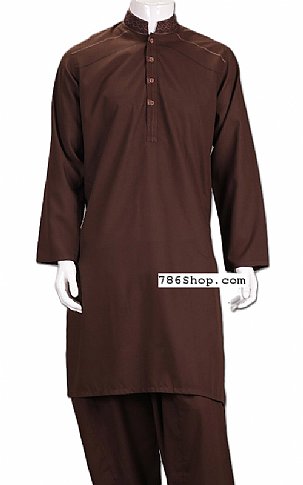 Dark Brown Men Shalwar Kameez | Pakistani Mens Suits Online