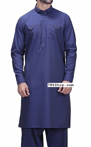 Blue Men Shalwar Kameez Suit | Pakistani Mens Suits Online