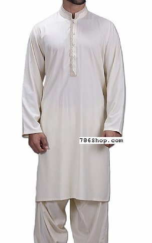  Off-white Men Shalwar Kameez | Pakistani Mens Suits Online- Image 1