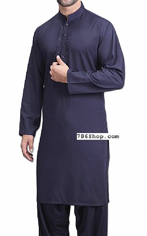 Navy Blue Men Shalwar Kameez | Pakistani Mens Suits Online