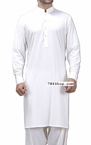  Off-white Men Shalwar Kameez Suit | Pakistani Mens Suits Online- Image 1