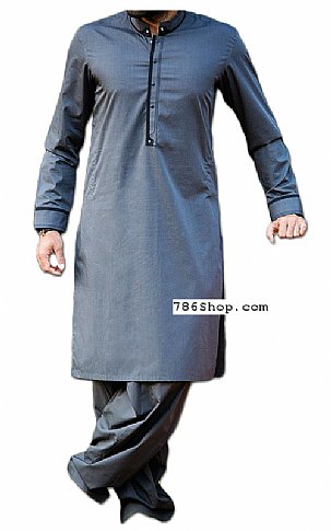 Dark Grey Men Shalwar Kameez Suit | Pakistani Mens Suits Online- Image 1