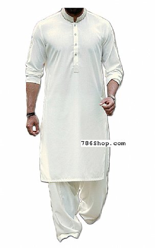 White Men Shalwar Kameez Suit | Pakistani Mens Suits Online