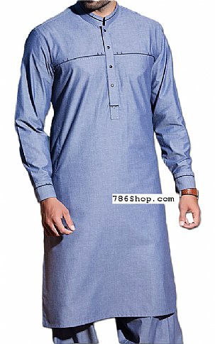  Light Blue Men Shalwar Kameez | Pakistani Mens Suits Online- Image 1