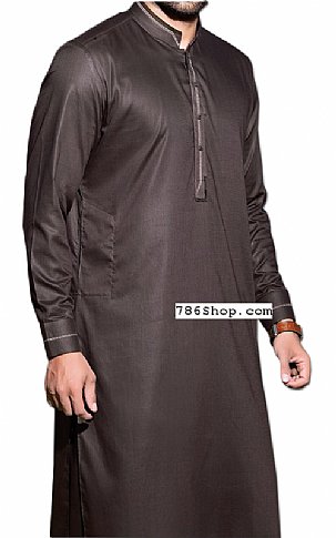  Dark Brown Men Shalwar Kameez | Pakistani Mens Suits Online- Image 1