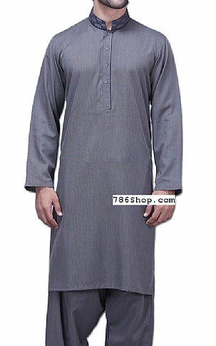 Grey Men Shalwar Kameez Suit | Pakistani Mens Suits Online