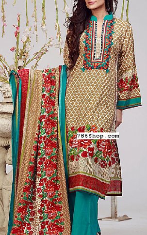 Lala Beige Lawn Suit | Pakistani Dresses in USA- Image 1
