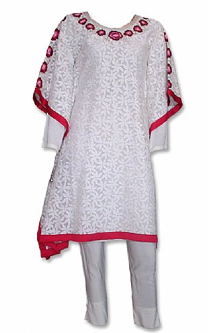 Nayab White Net Suit | Pakistani Dresses in USA- Image 1