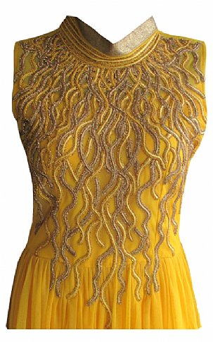 Nayab Yellow Chiffon Suit | Pakistani Dresses in USA- Image 2